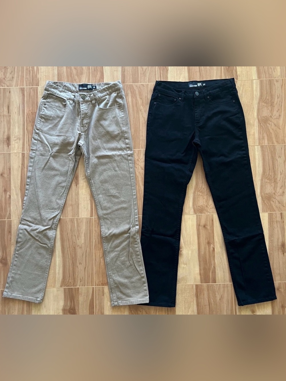 RSQ Tokyo Lot Of 2 Super Skinny Youth Boys Black, Khaki Jeans Size 20 Tillys EUC